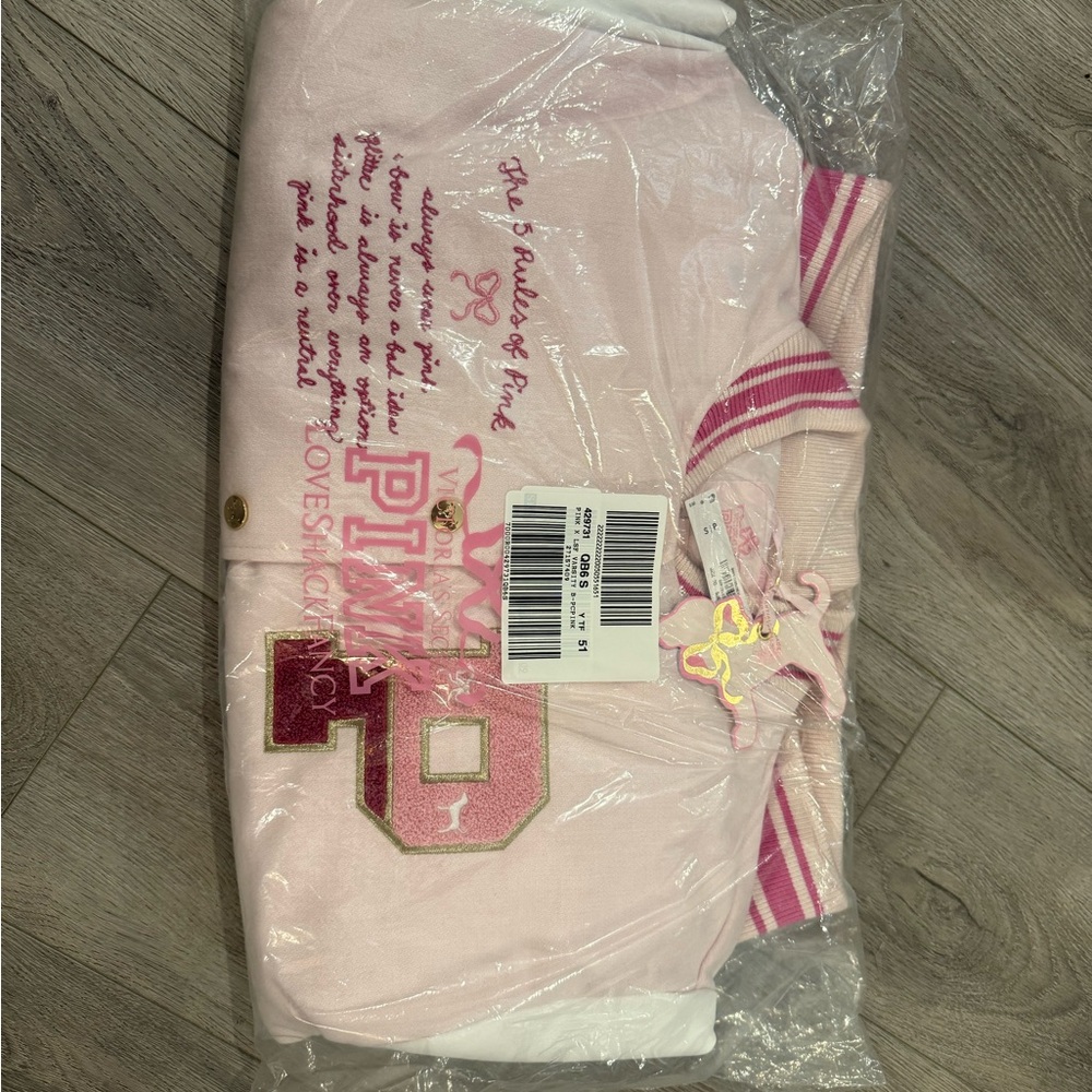 Victoria’s Secret PINK x LoveShackFancy Reissued Boyfriend Varsity Jacket - Picture 9 of 10